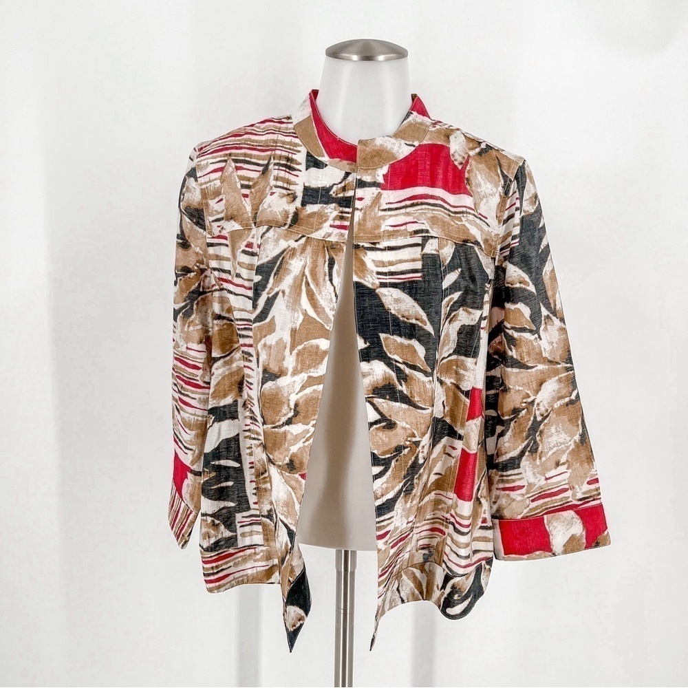 Chicos Open Front Floral Jacket
